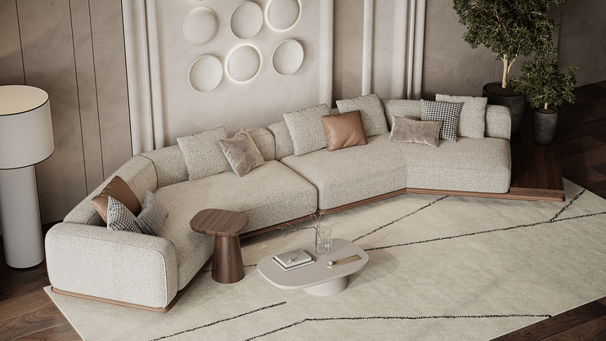 Угловой диван Ricci с декором дополнительно