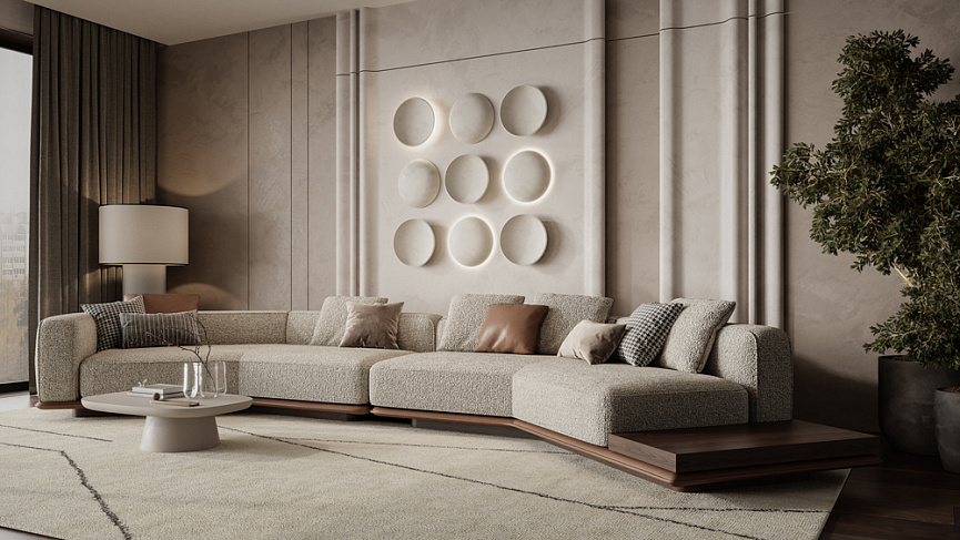 Угловой диван Ricci с декором описание