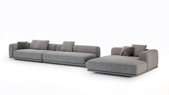 Угловой диван Ricci c оттоманкой и декором